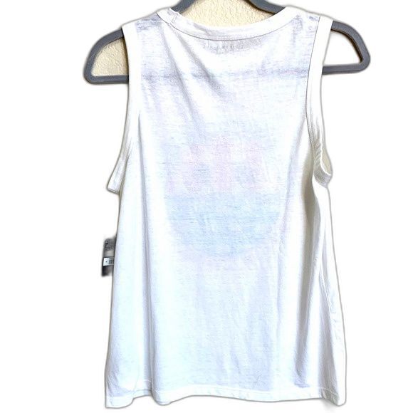 Lucky Brand white tank top DONT WORRY BE LUCKY tank top size S boho bohemian - Picture 3 of 7